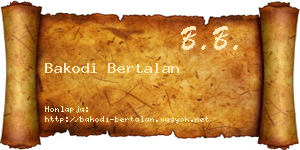 Bakodi Bertalan névjegykártya